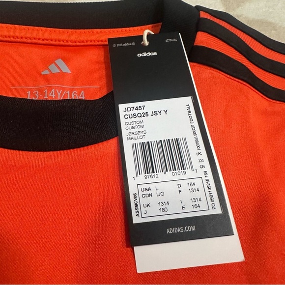 Adidas boys orange jersey soccer shirt squandra 25 custom - Picture 2 of 2